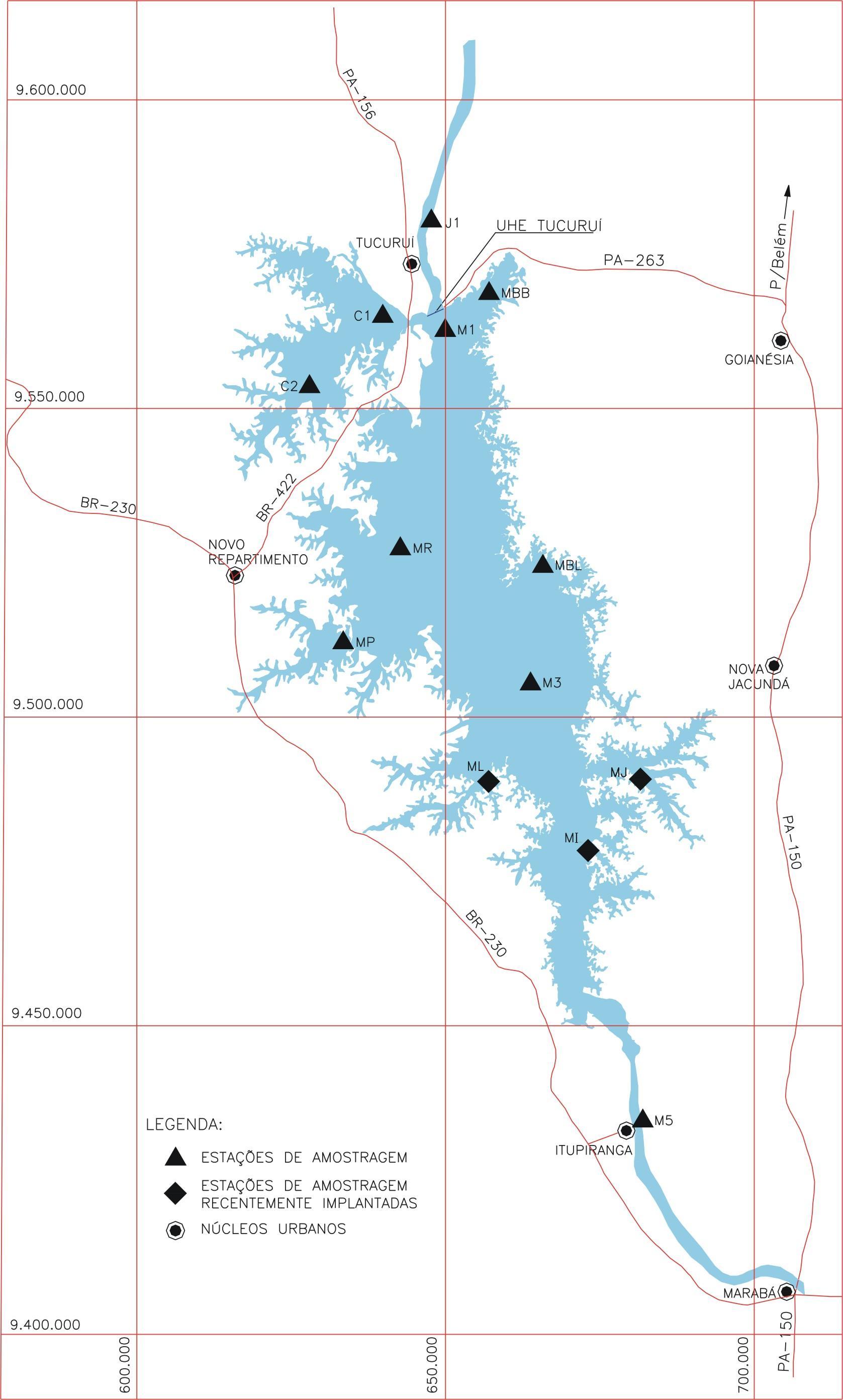  Mapa do reservatorio e pontos de amostragem